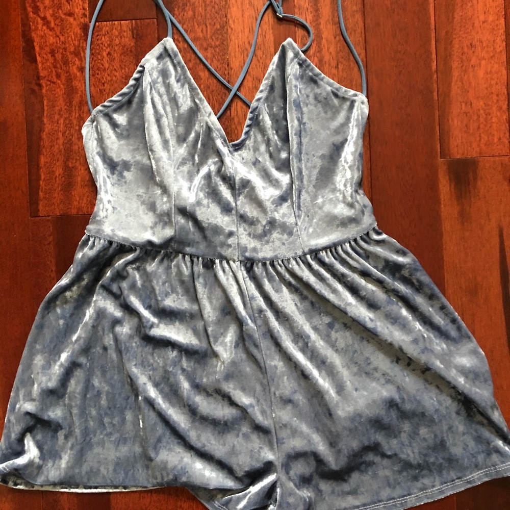 LA hearts by PacSun velvet blue strappy romper
